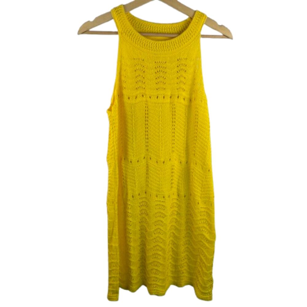 Cupshe Yellow Crochet Knit Sleeveless Midi Dress Cover Up Size Large NWOT